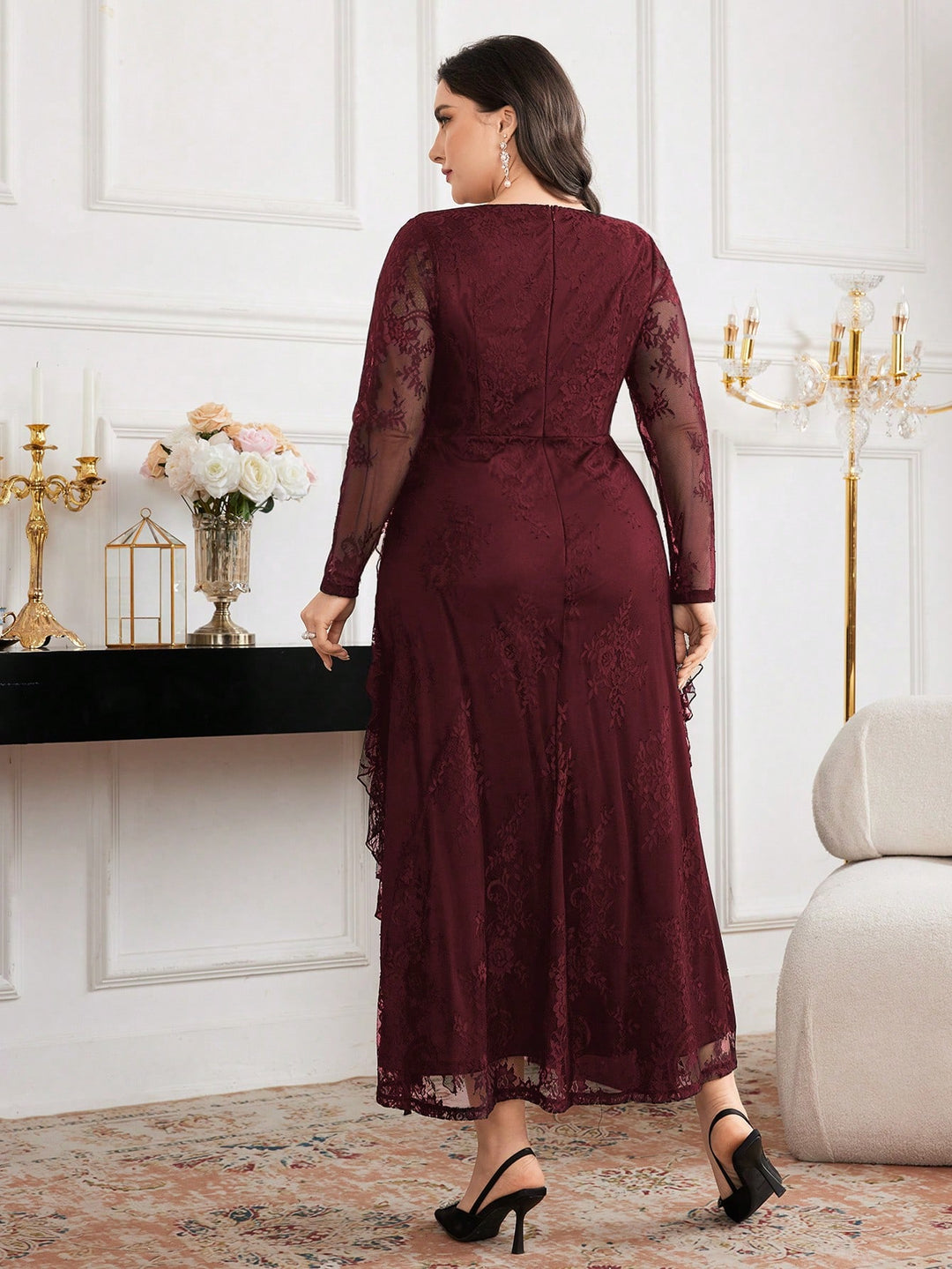 Rochie maxi Shein Curve+, vișiniu
