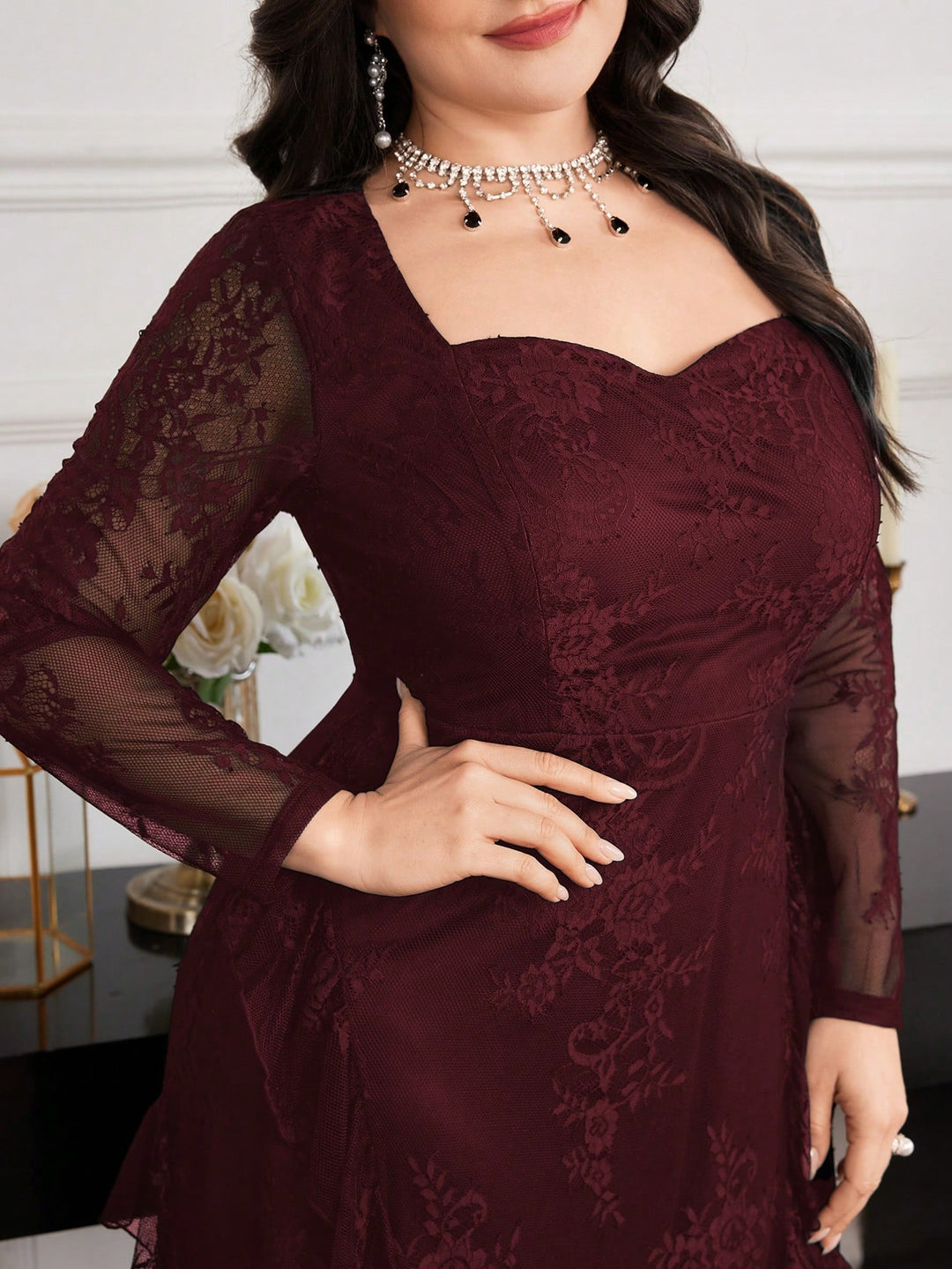 Rochie maxi Shein Curve+, vișiniu