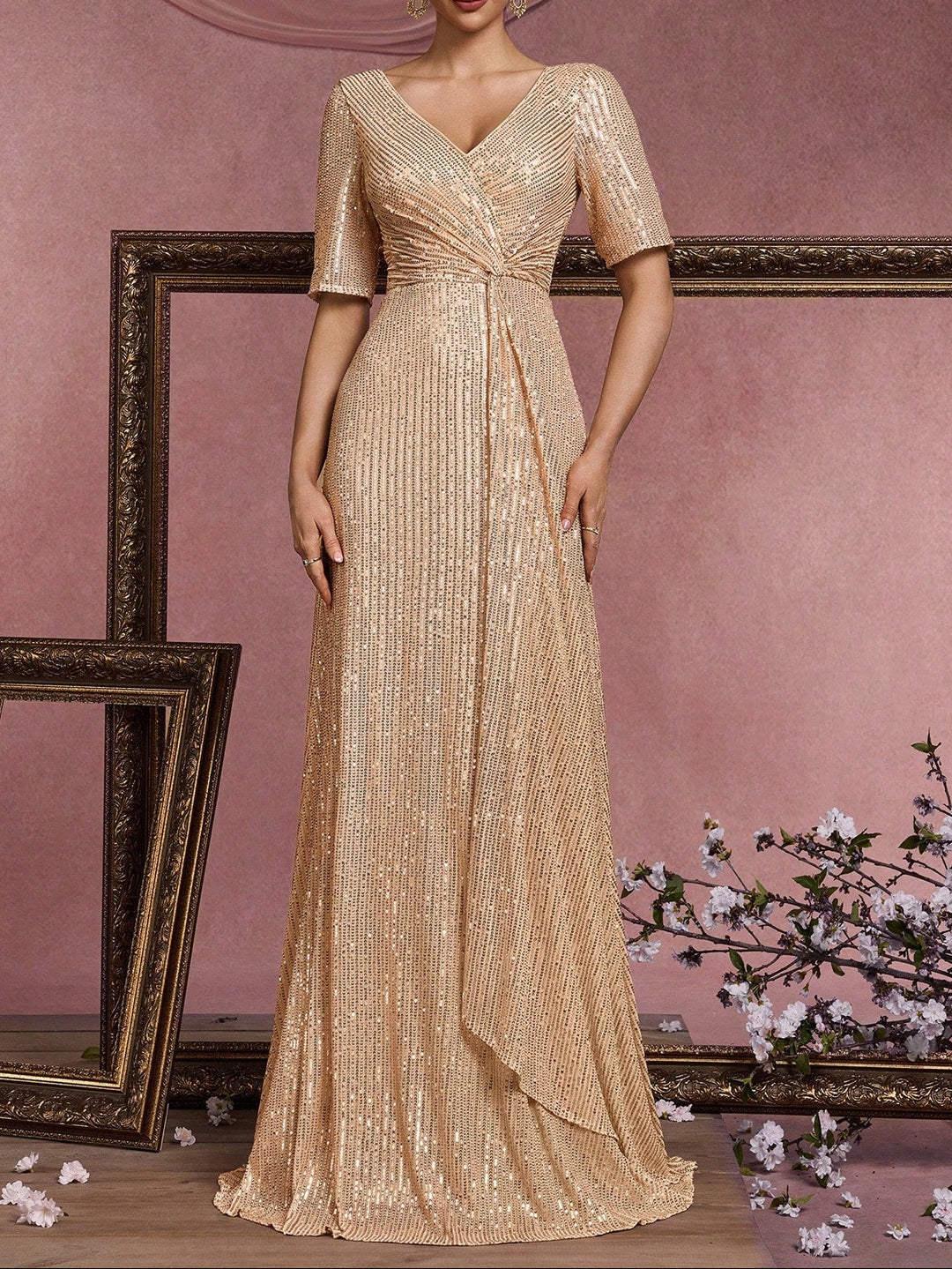 Rochie maxi SHEIN, auriu