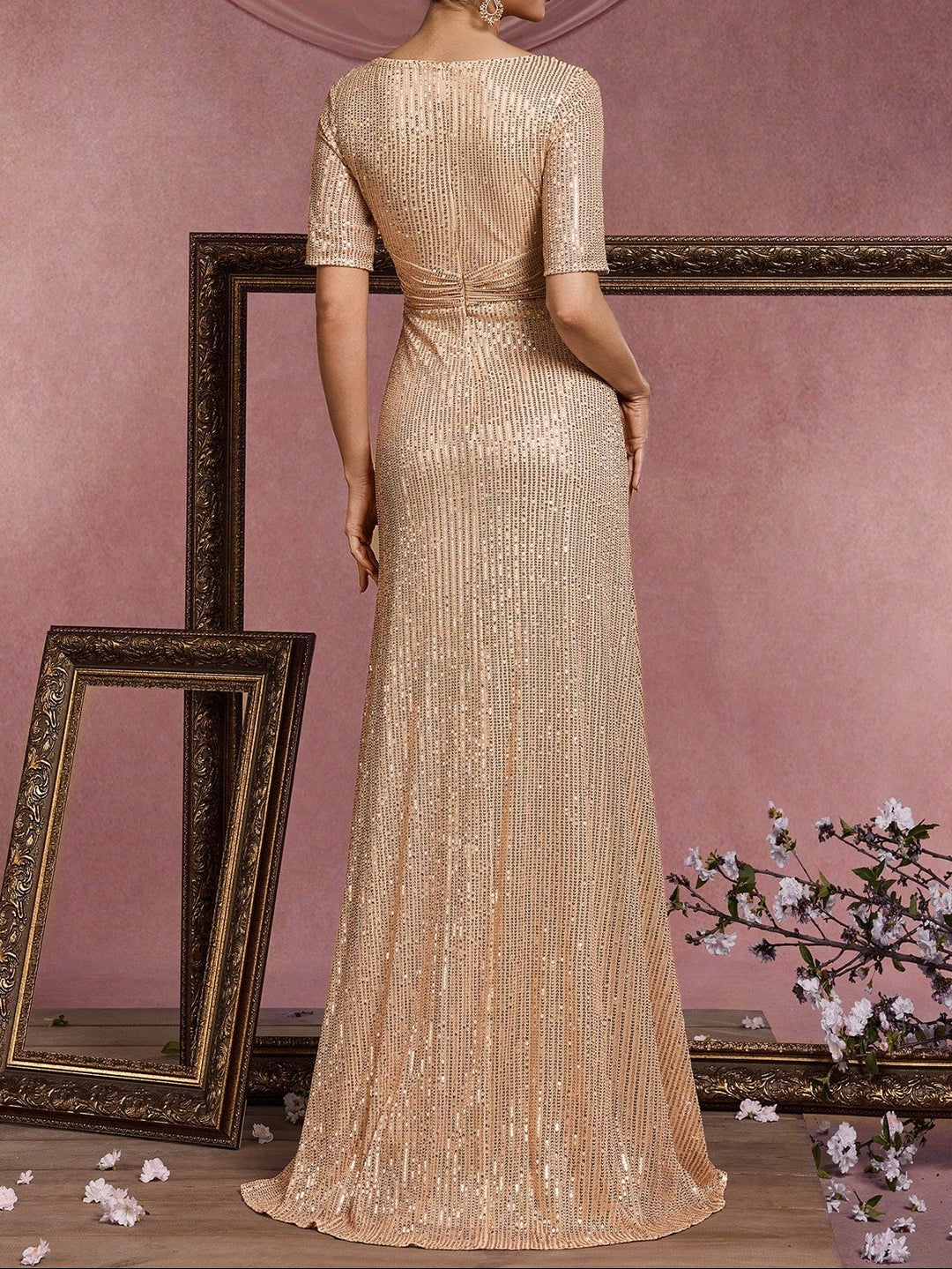 Rochie maxi SHEIN, auriu