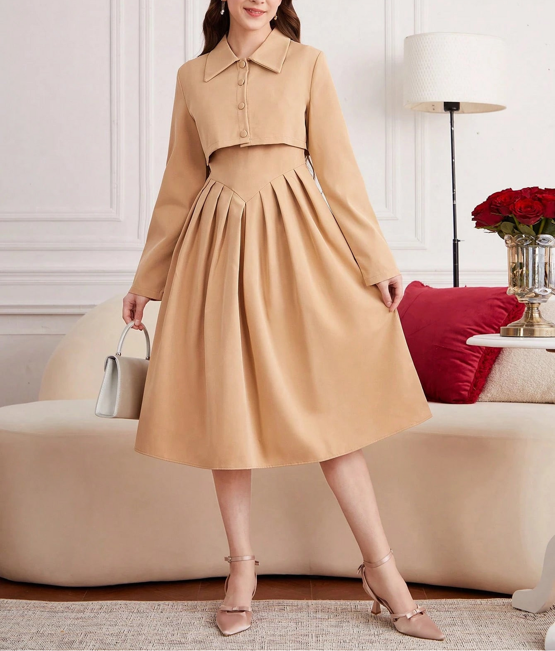 Set rochie și cămașă SHEIN, bej