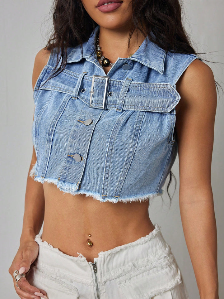 Maieu denim SHEIN, albastru