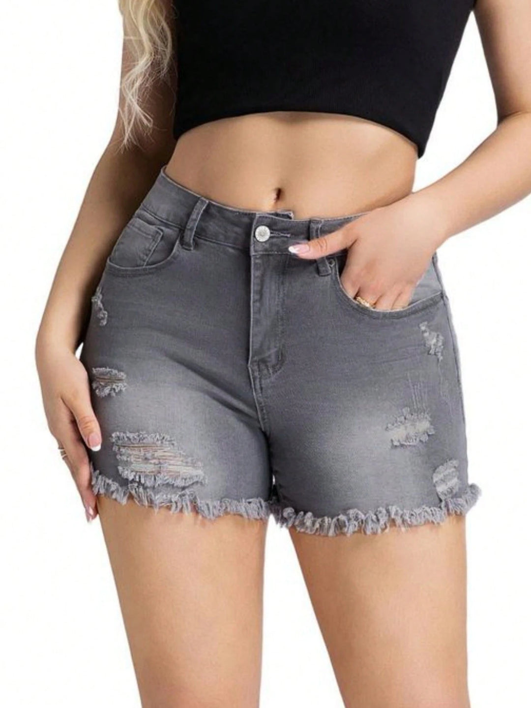 Pantaloni scurți de blugi SHEIN, gri