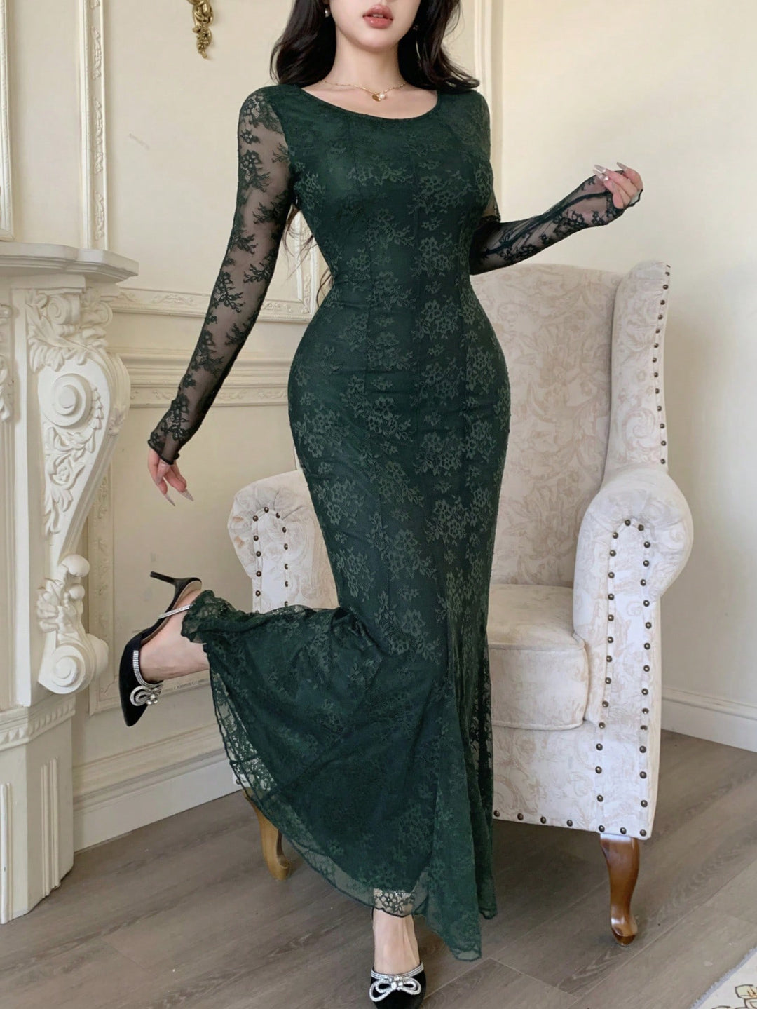 Rochie maxi SHEIN, verde