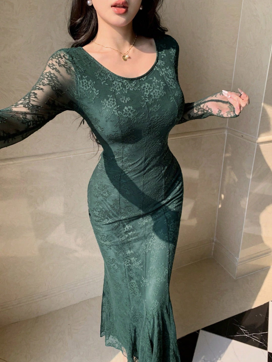 Rochie maxi SHEIN, verde