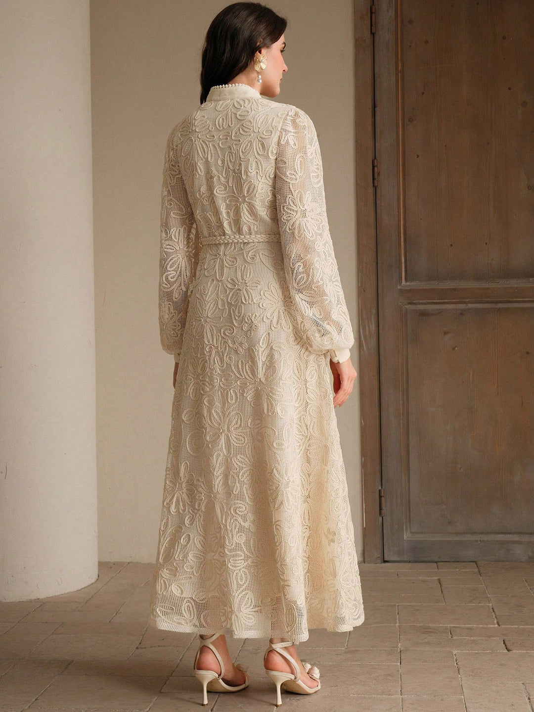 SHEIN maxi ruha, krémszínű