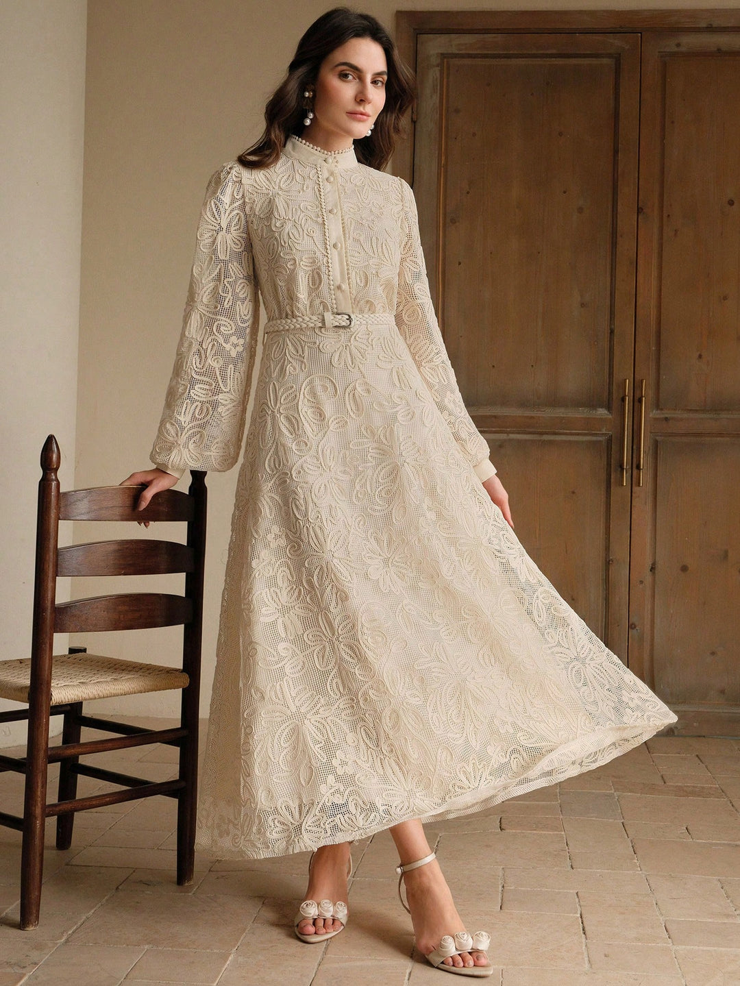 SHEIN maxi ruha, krémszínű