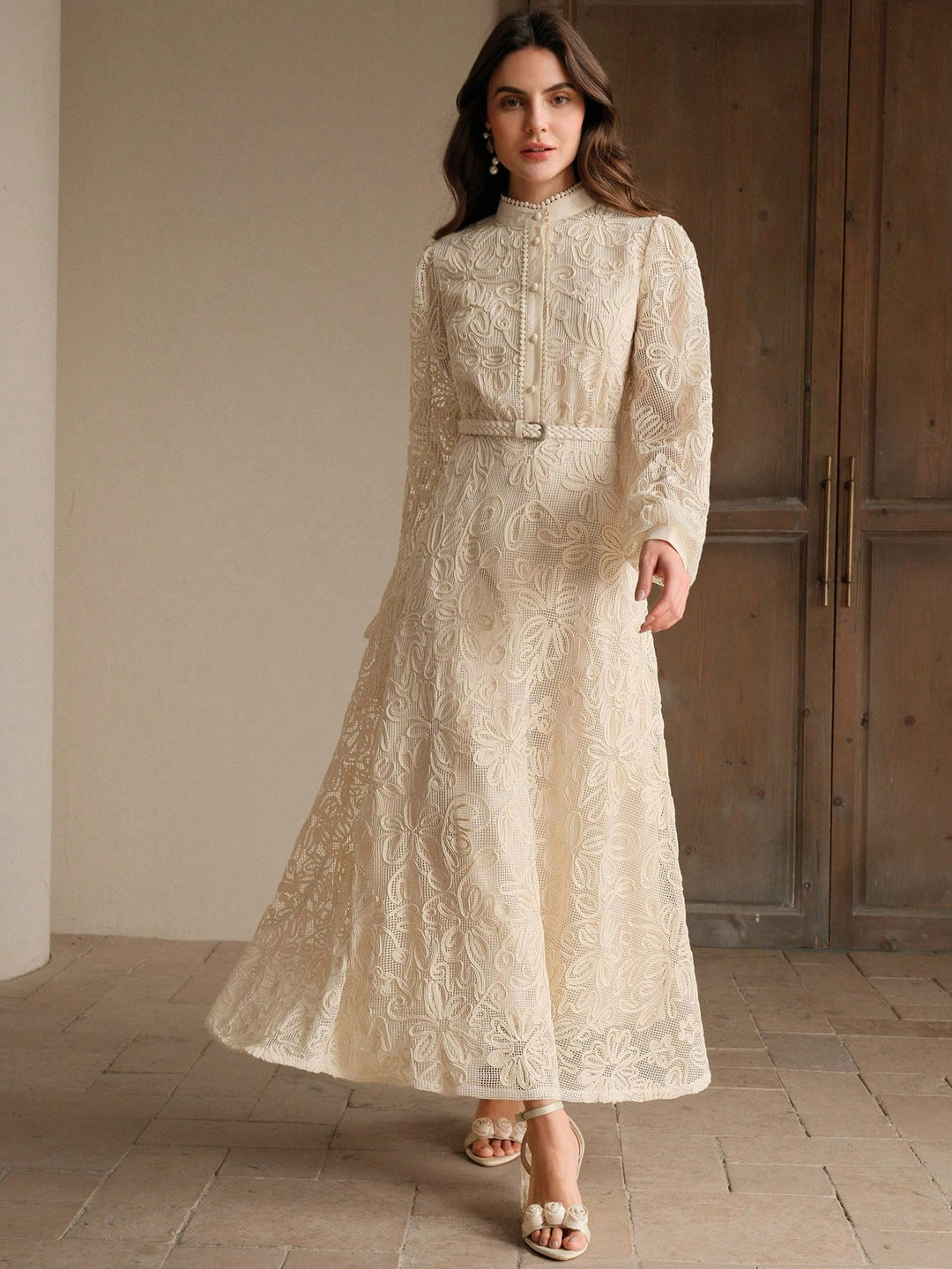 SHEIN maxi ruha, krémszínű