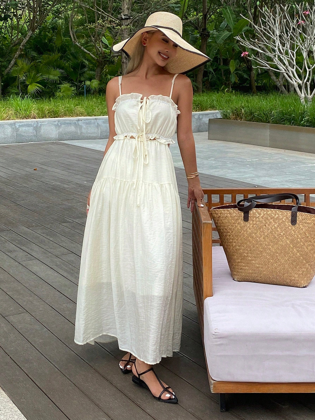 Rochie maxi SHEIN, crem
