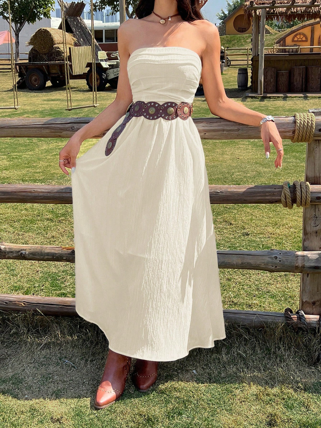 SHEIN maxi ruha, bézs