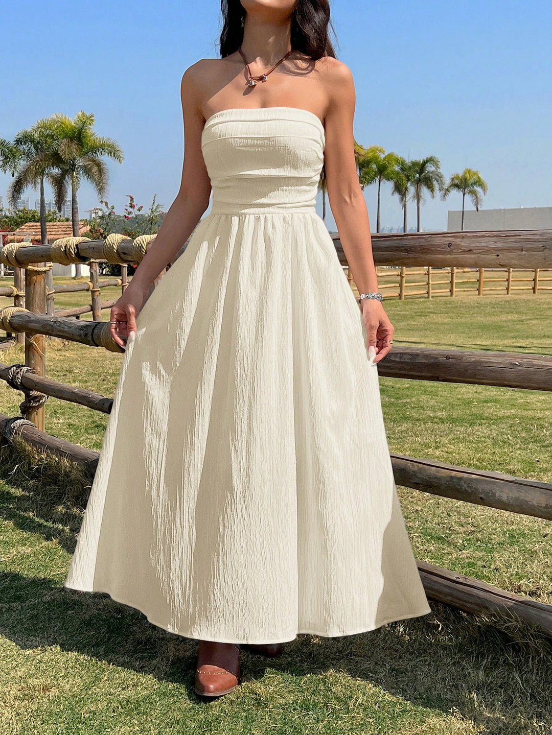 Rochie maxi SHEIN, bej