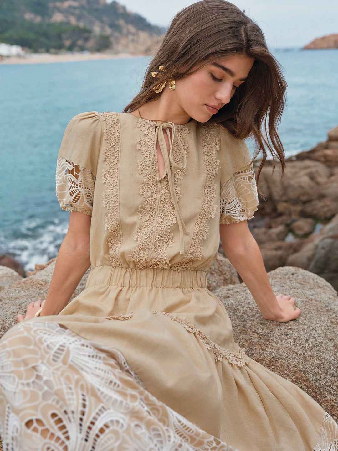 Rochie maxi SHEIN, crem