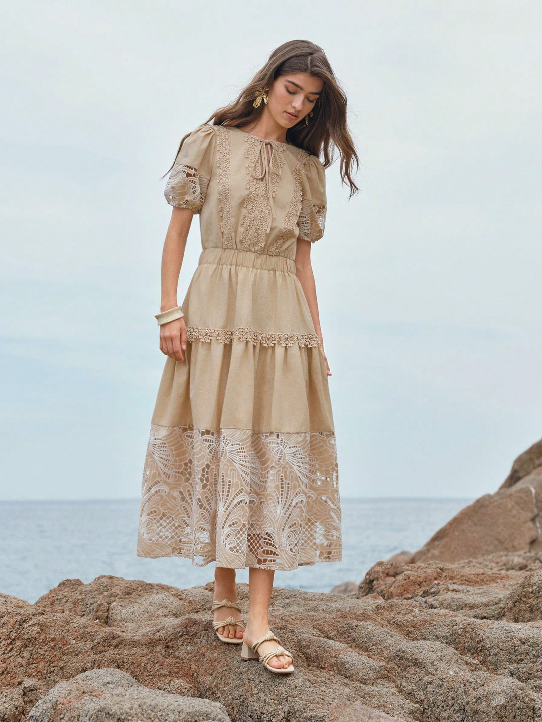 Rochie maxi SHEIN, crem