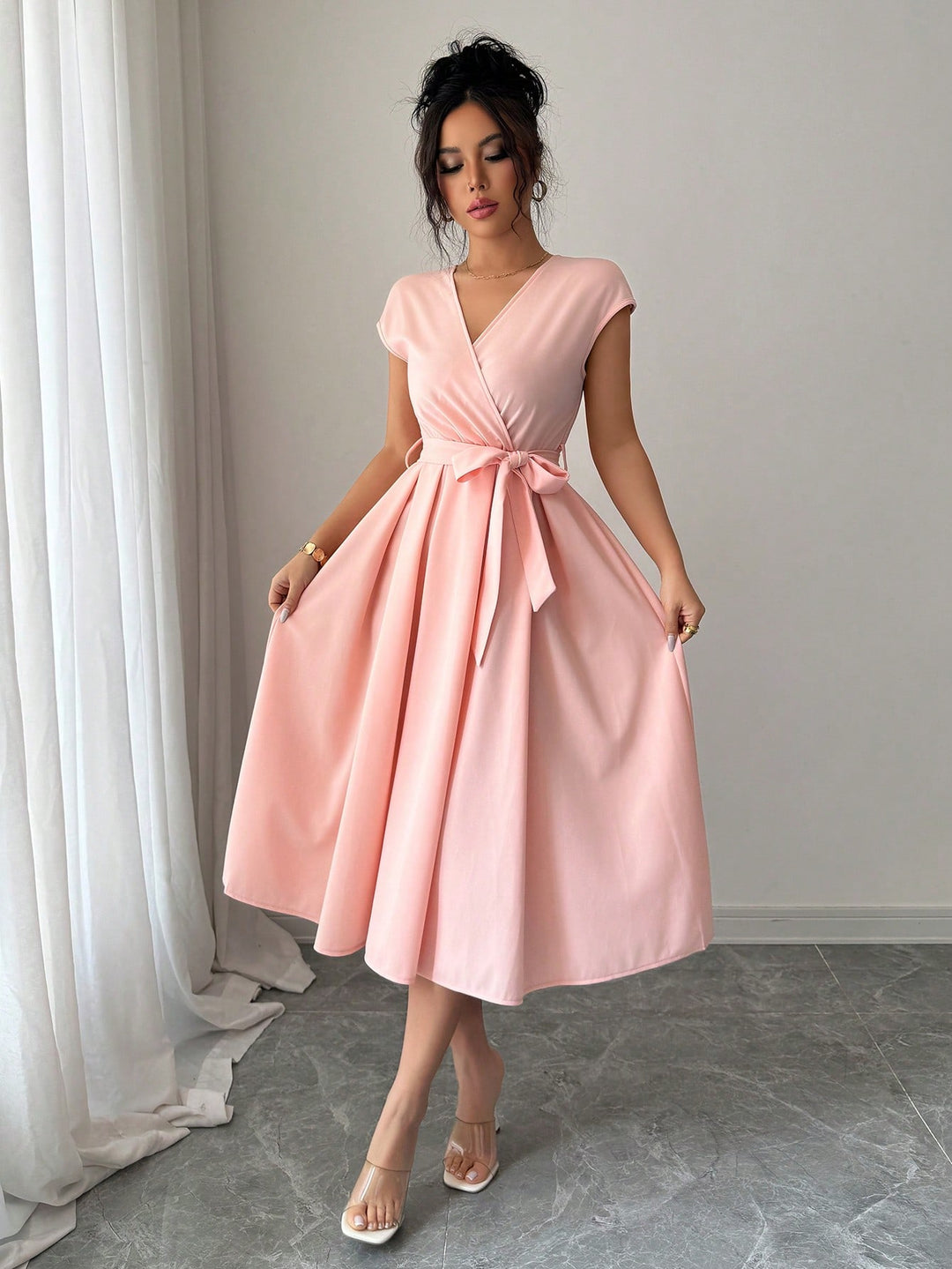 Rochie midi SHEIN, roz