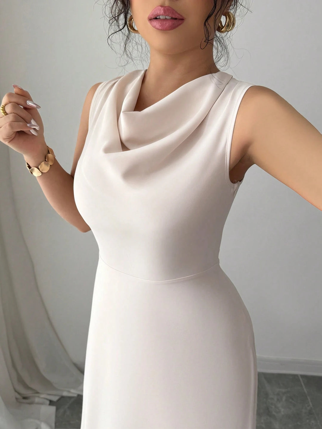 Rochie maxi SHEIN, crem