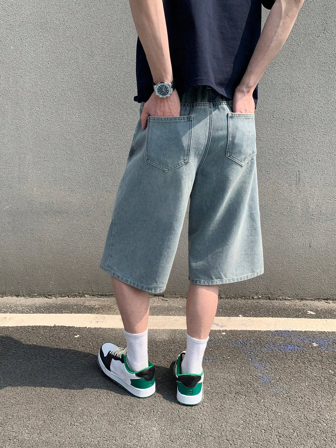 Pantaloni 3/4 SHEIN, albastru