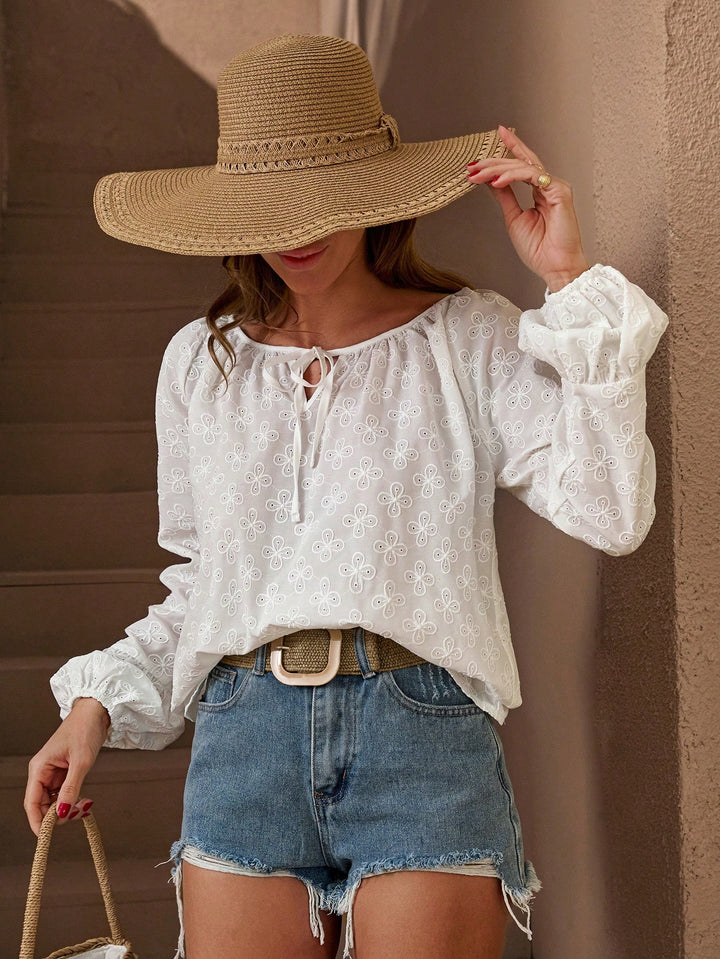 Bluza cu maneci lungi SHEIN, alb