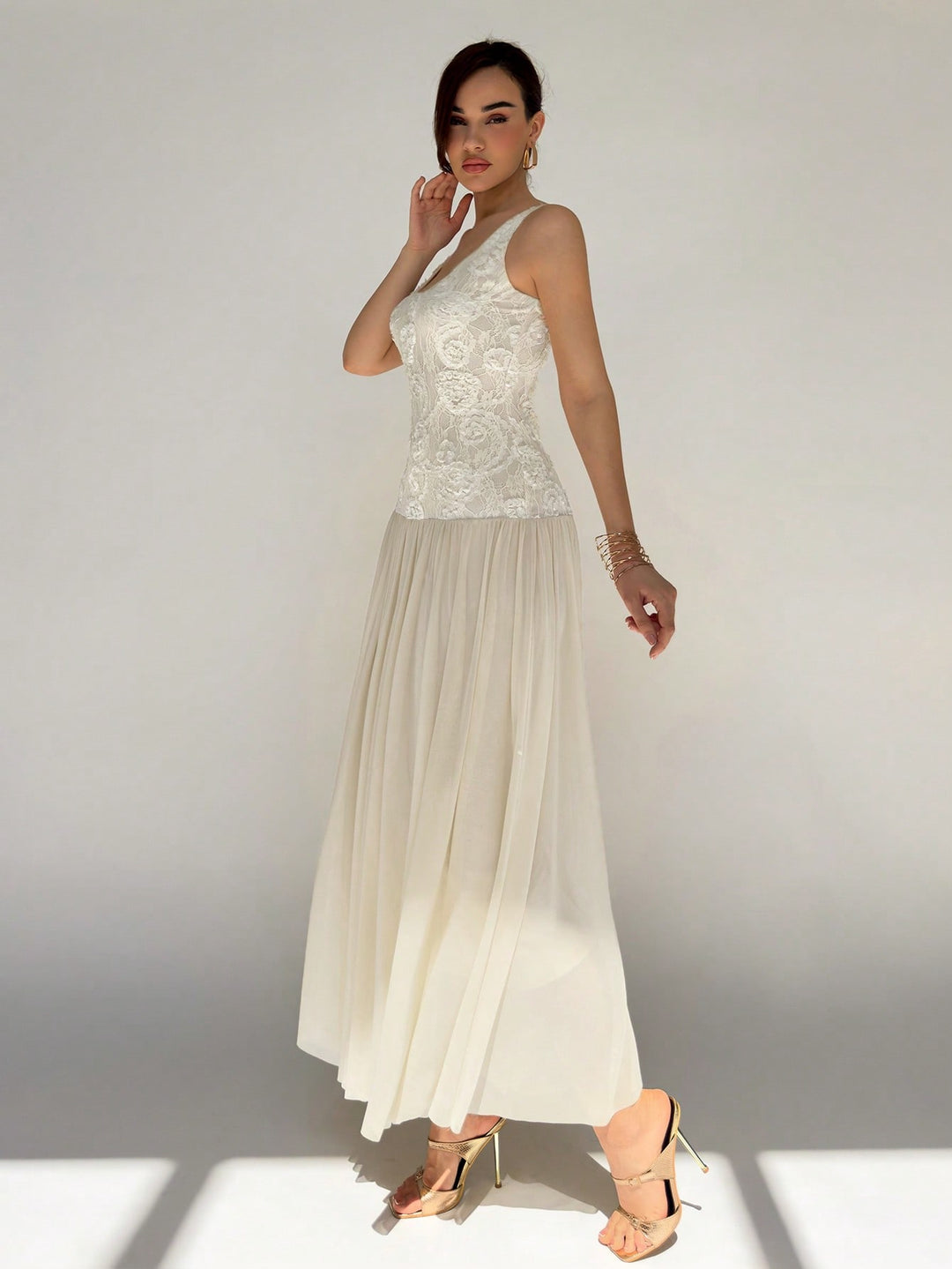 Rochie maxi SHEIN, bej
