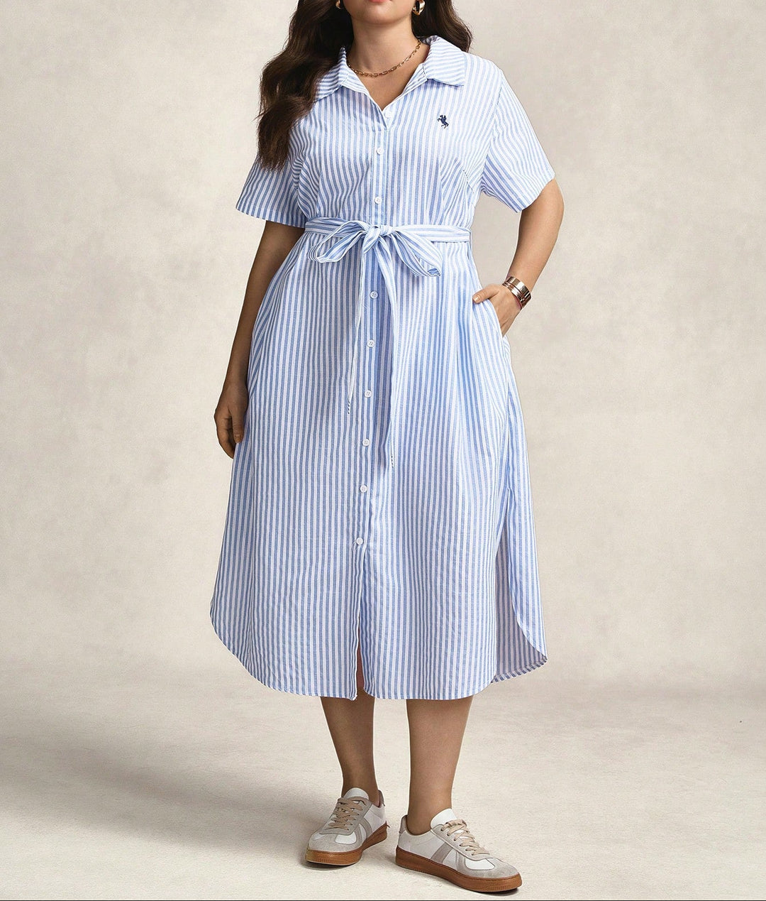 Rochie tip cămașă Shein Curve+, mix culori
