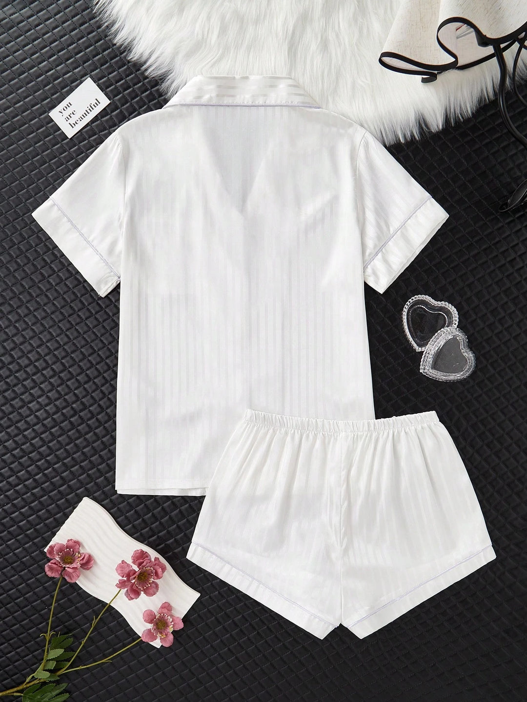 Compleu pijamale SHEIN, alb