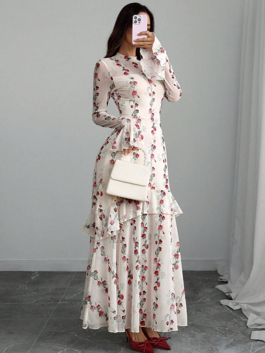 Rochie maxi SHEIN, crem
