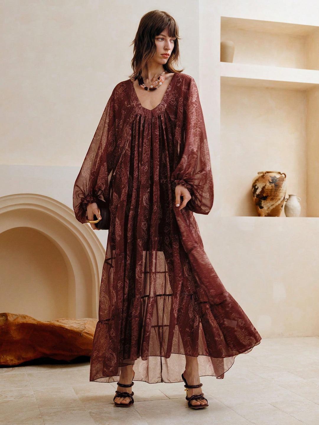 Rochie maxi SHEIN, vișiniu