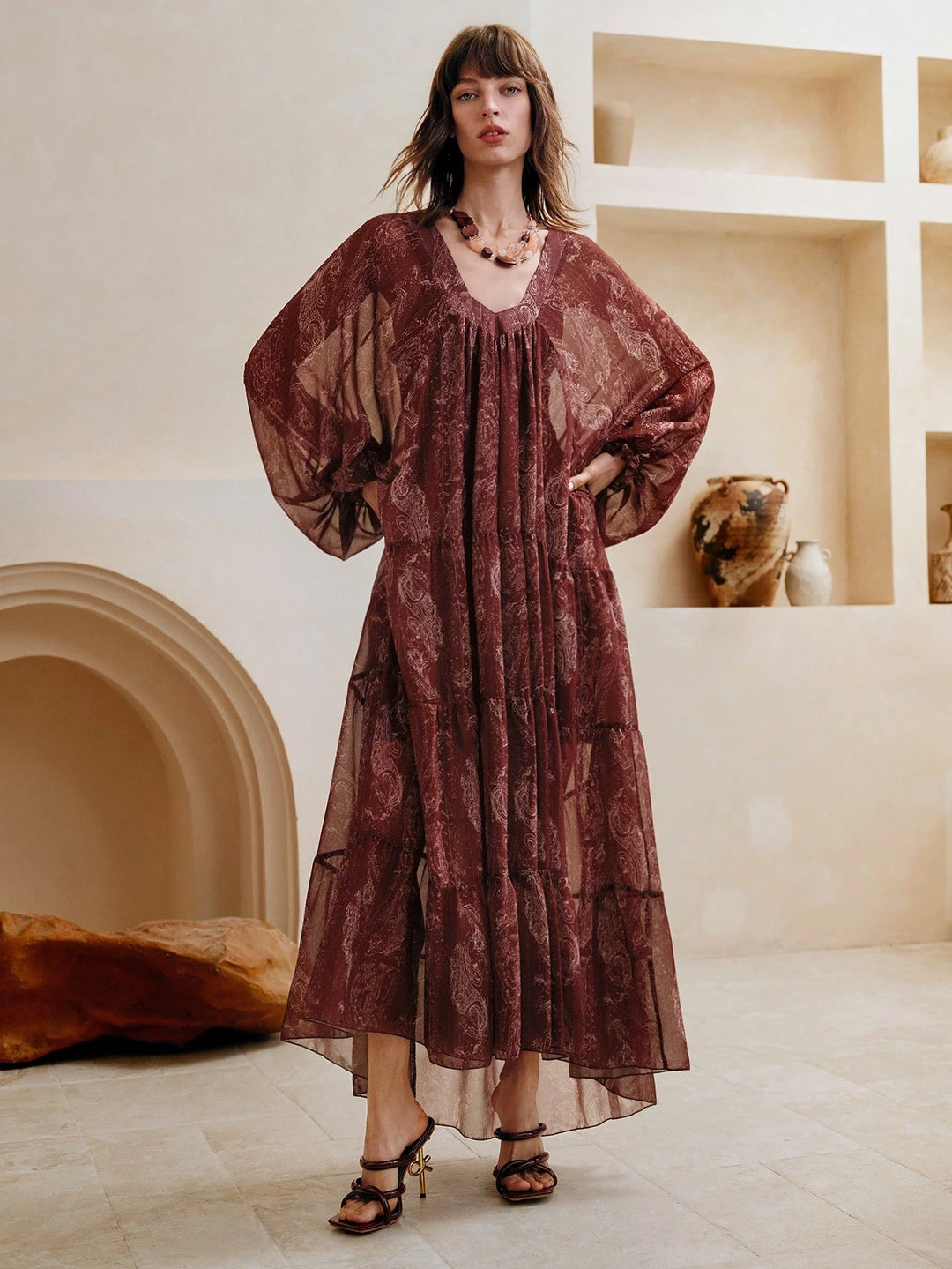 Rochie maxi SHEIN, vișiniu