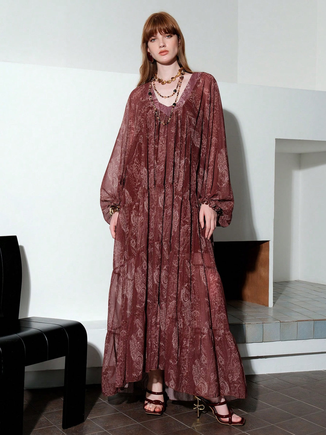 Rochie maxi SHEIN, vișiniu