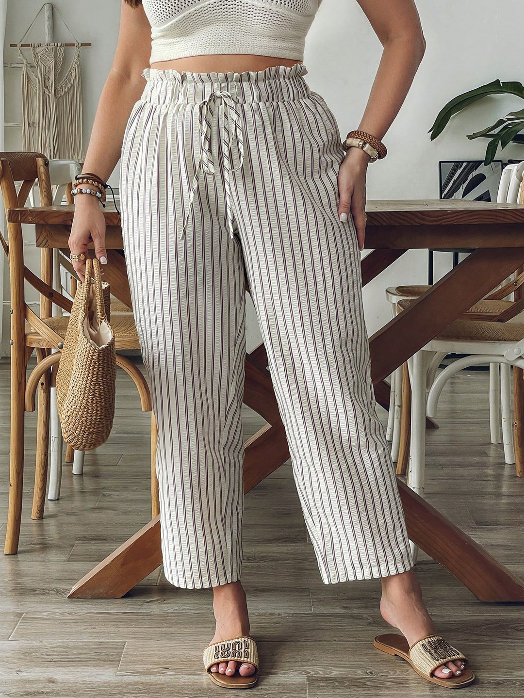Pantaloni SHEIN, alb