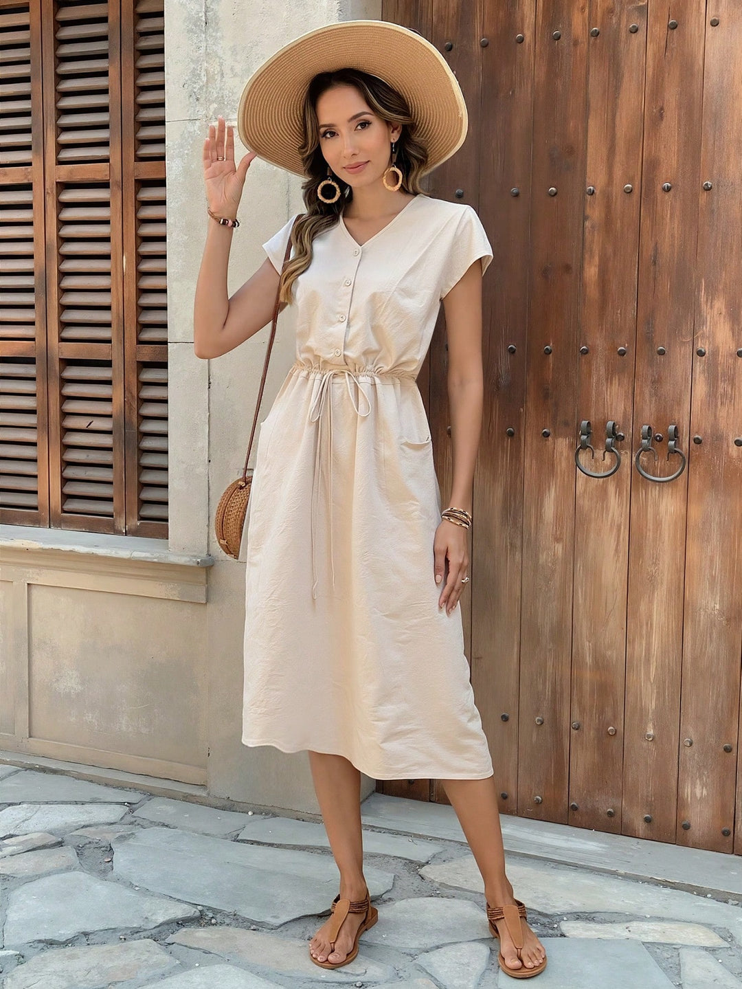 Rochie midi SHEIN, crem