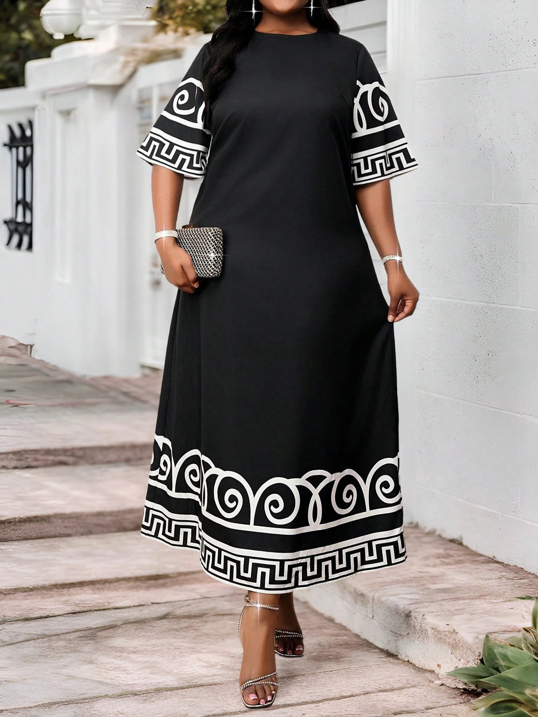 Rochie maxi Shein Curve+, negru