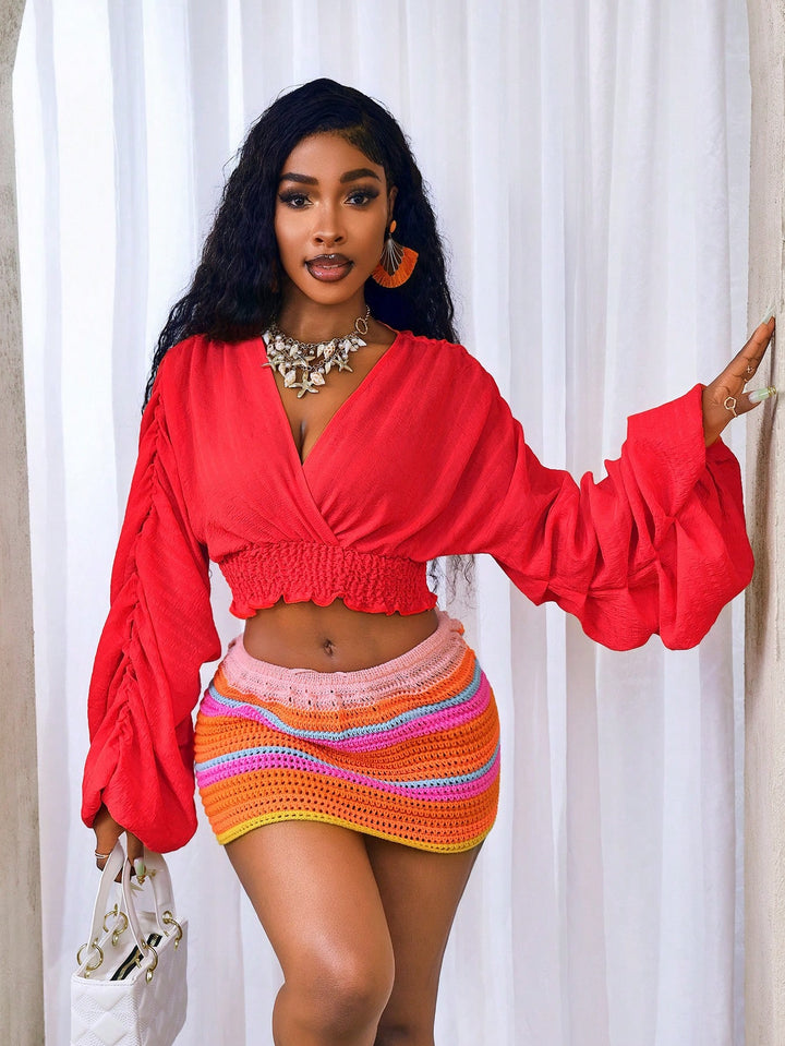 SHEIN piros crop top