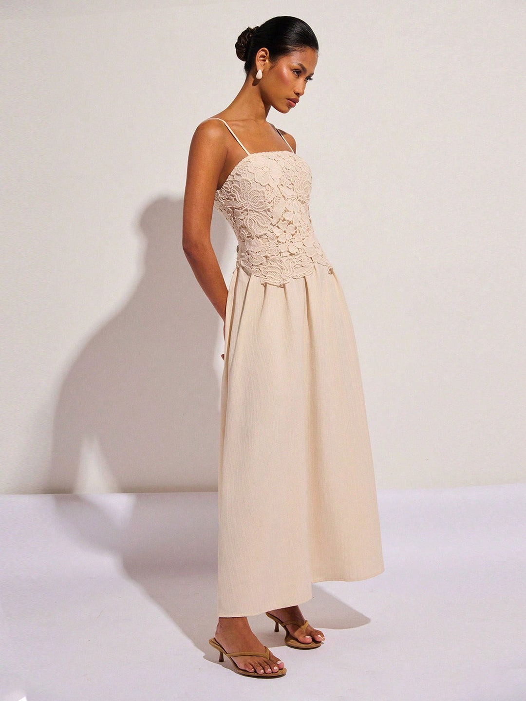 Rochie maxi SHEIN, crem