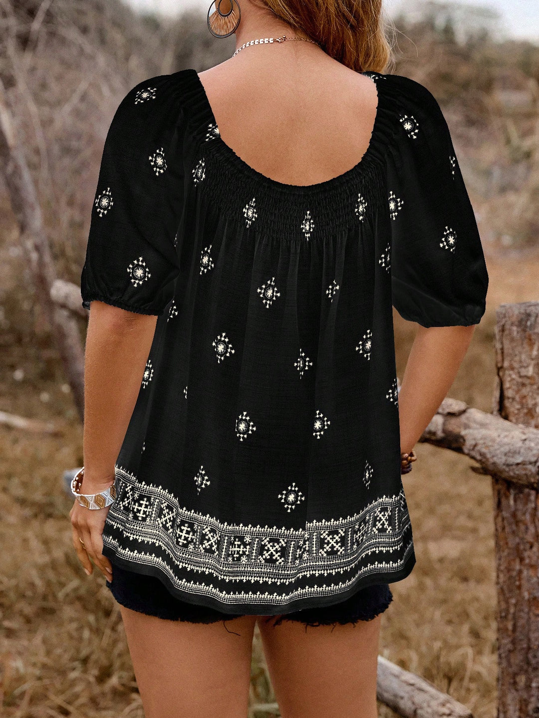 Shein Curve+ rövid ujjú ing, fekete