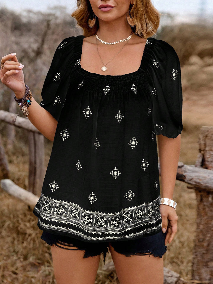 Shein Curve+ rövid ujjú ing, fekete