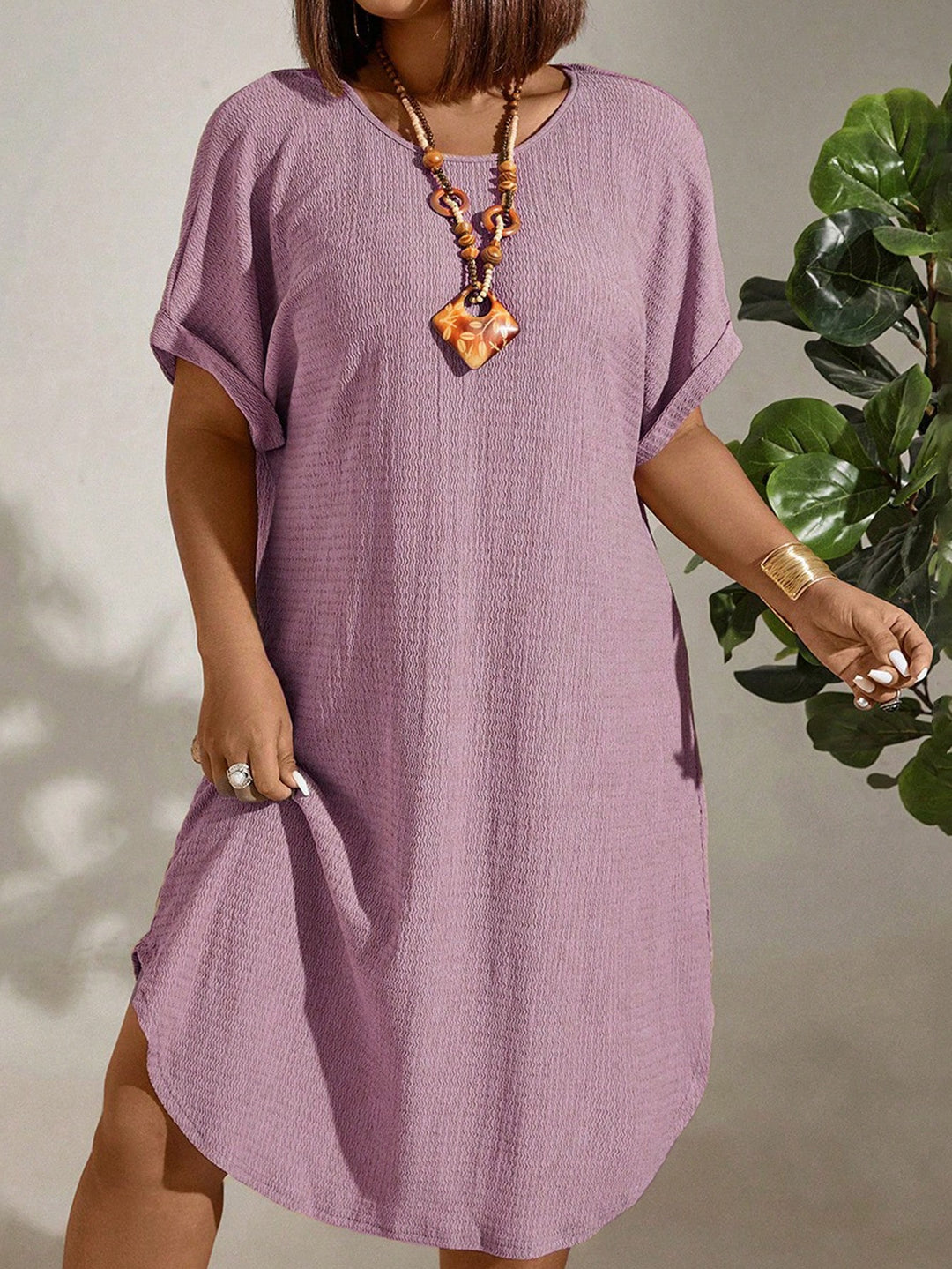 Shein Curve+ midiruha, rózsaszín