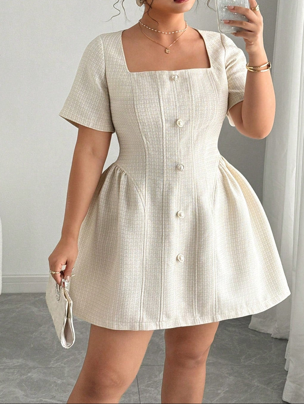 SHEIN mini ruha, ekrü