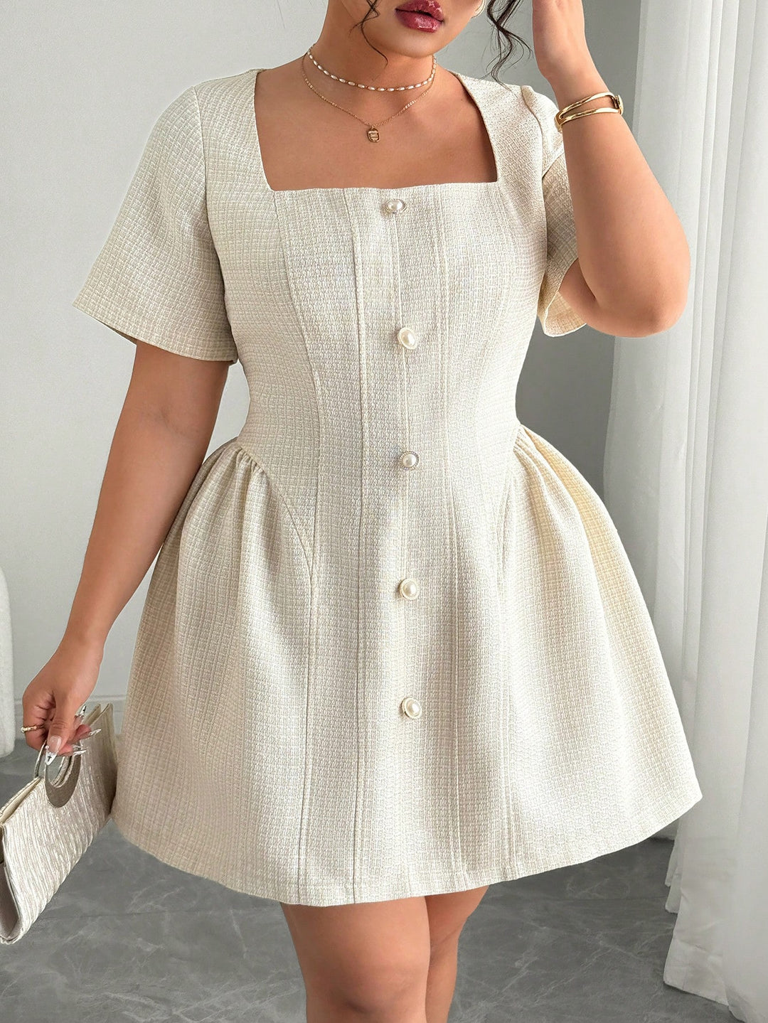 SHEIN mini ruha, ekrü