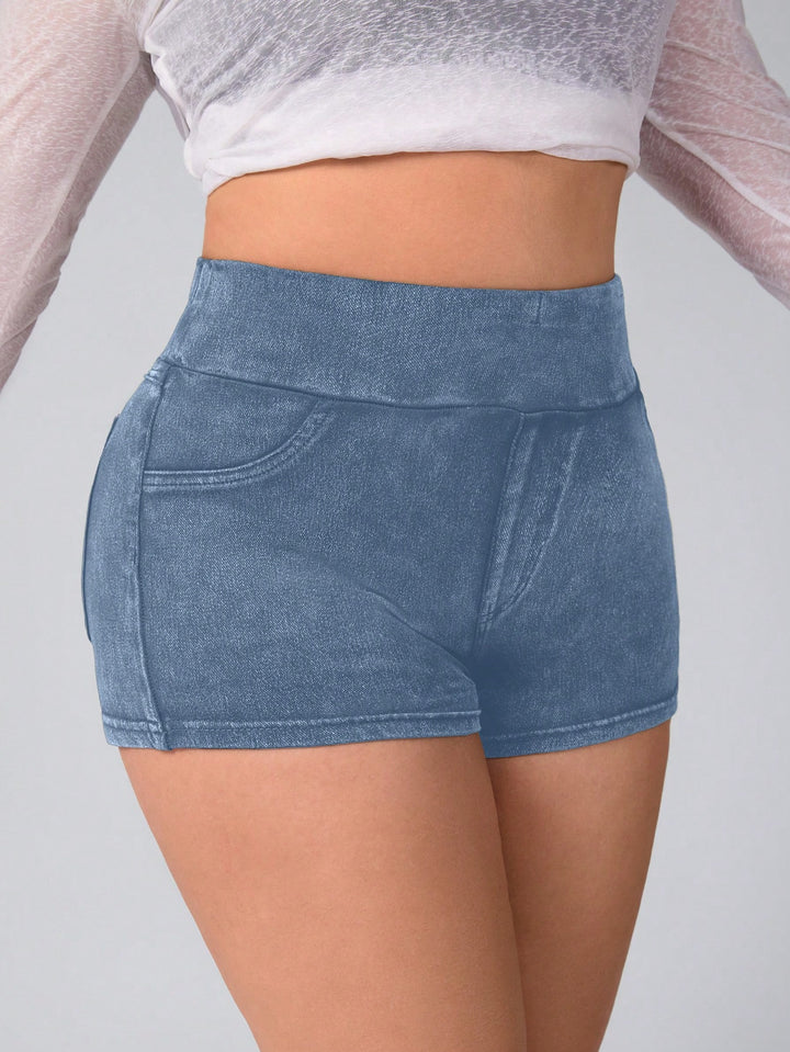Pantaloni scurți SHEIN, albastru
