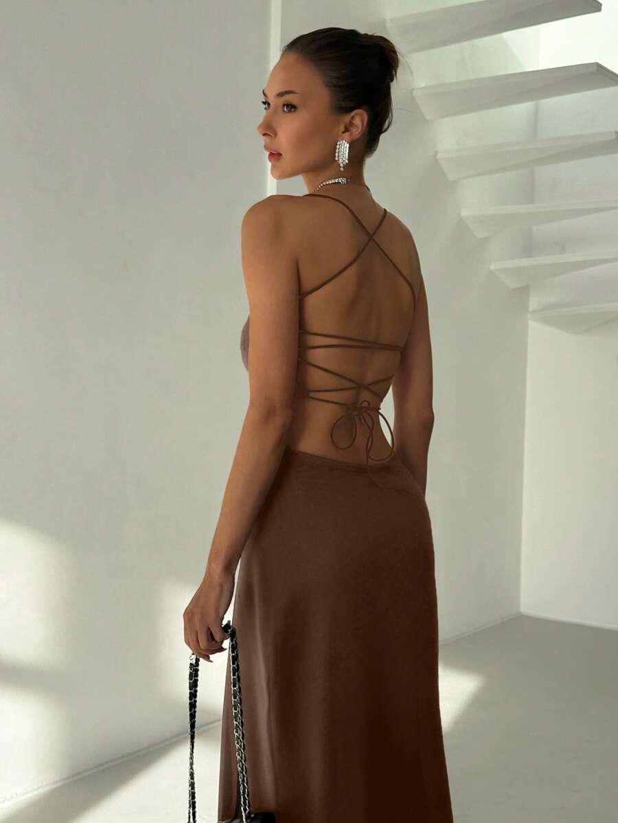 Rochie maxi SHEIN, maro