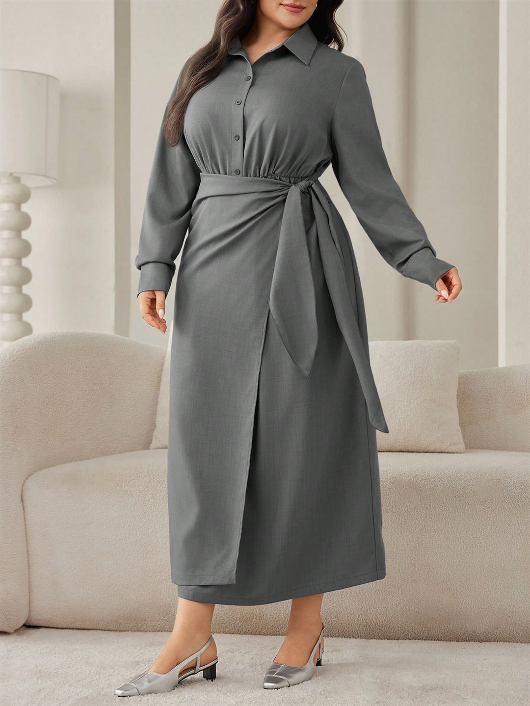 SHEIN maxi ruha, szürke