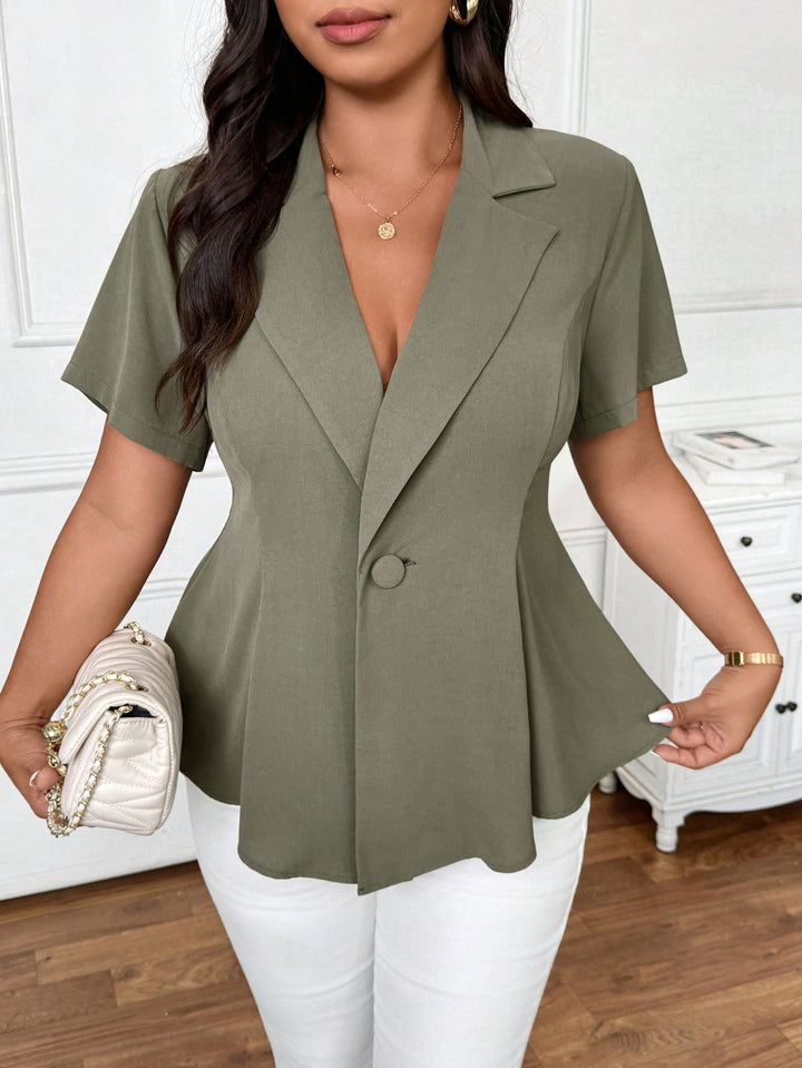 Shein Curve+ rövid ujjú póló, zöld