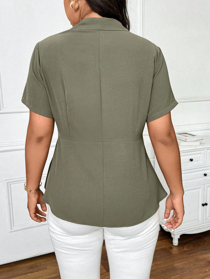 Shein Curve+ rövid ujjú póló, zöld