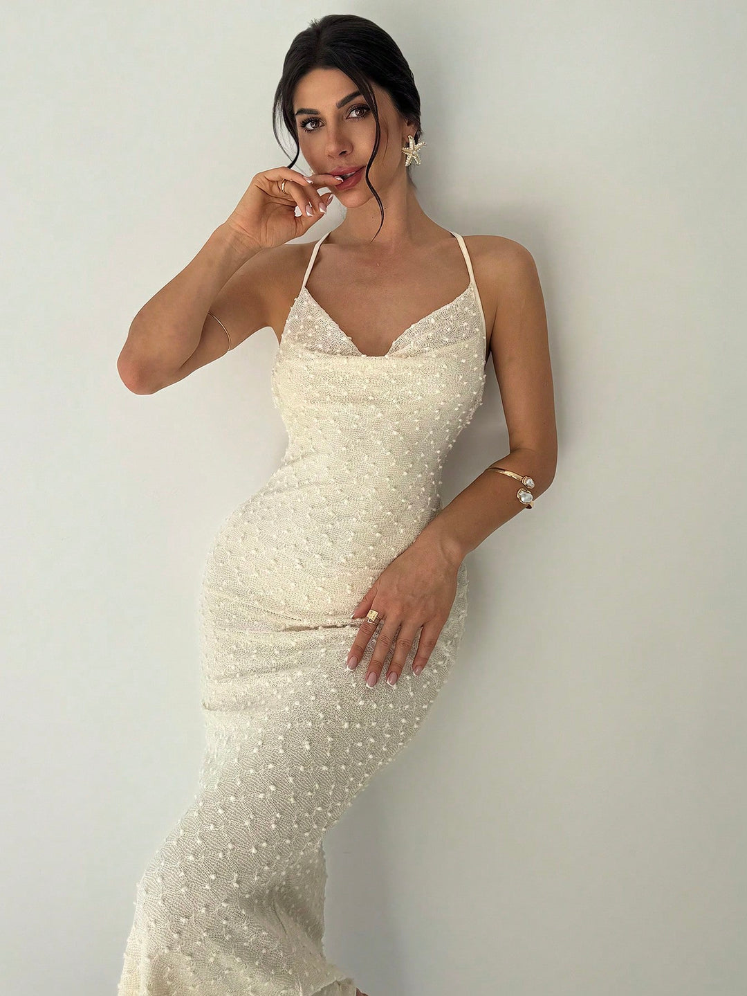 Rochie midi SHEIN, crem