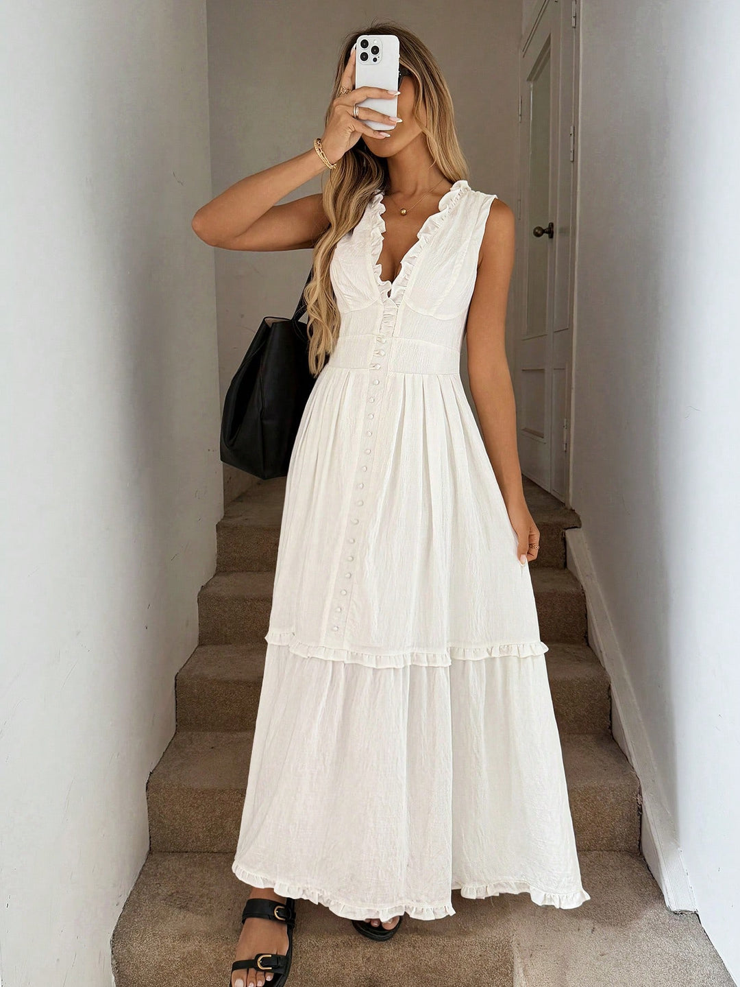 Rochie maxi SHEIN, alb