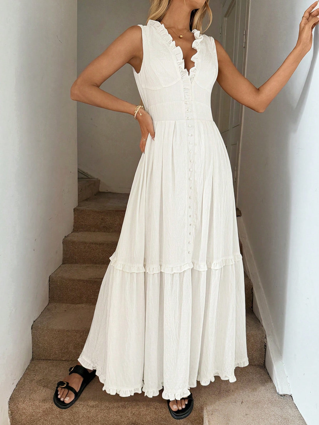 Rochie maxi SHEIN, alb