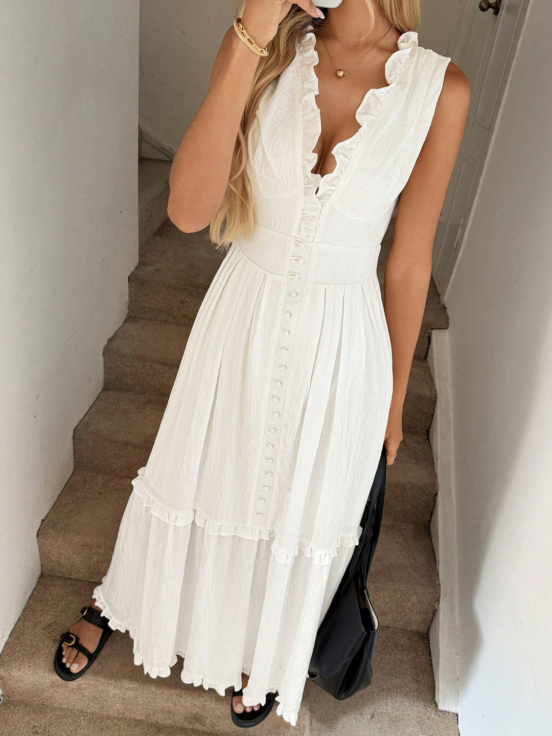 Rochie maxi SHEIN, alb