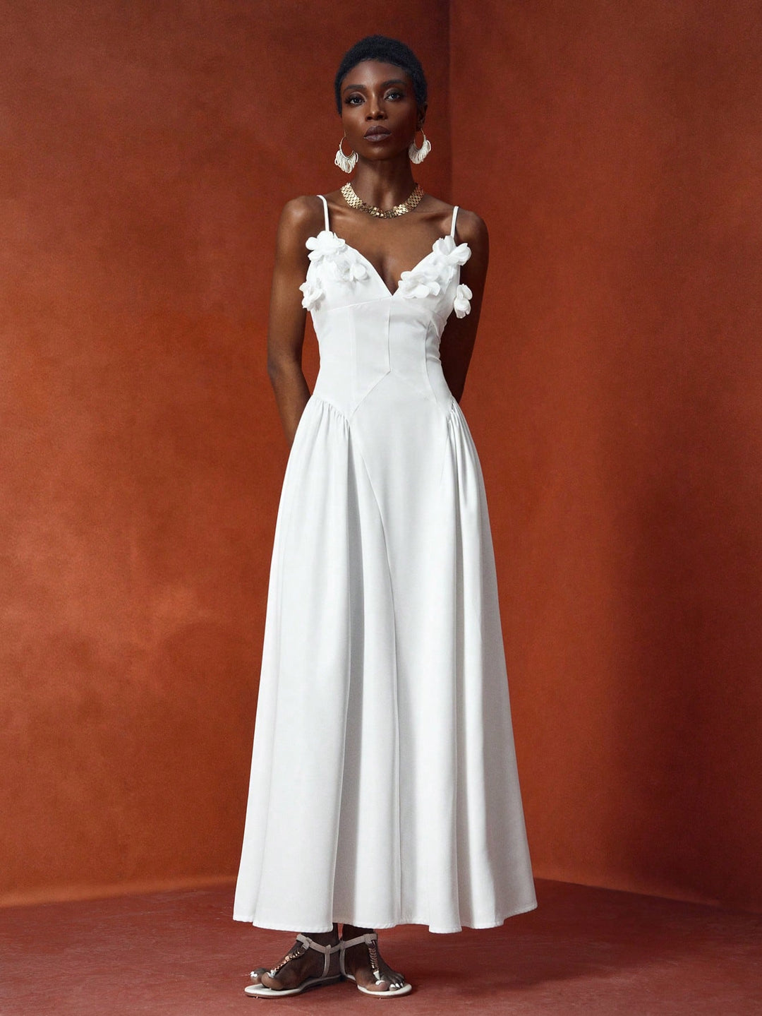 Rochie midi SHEIN,alb