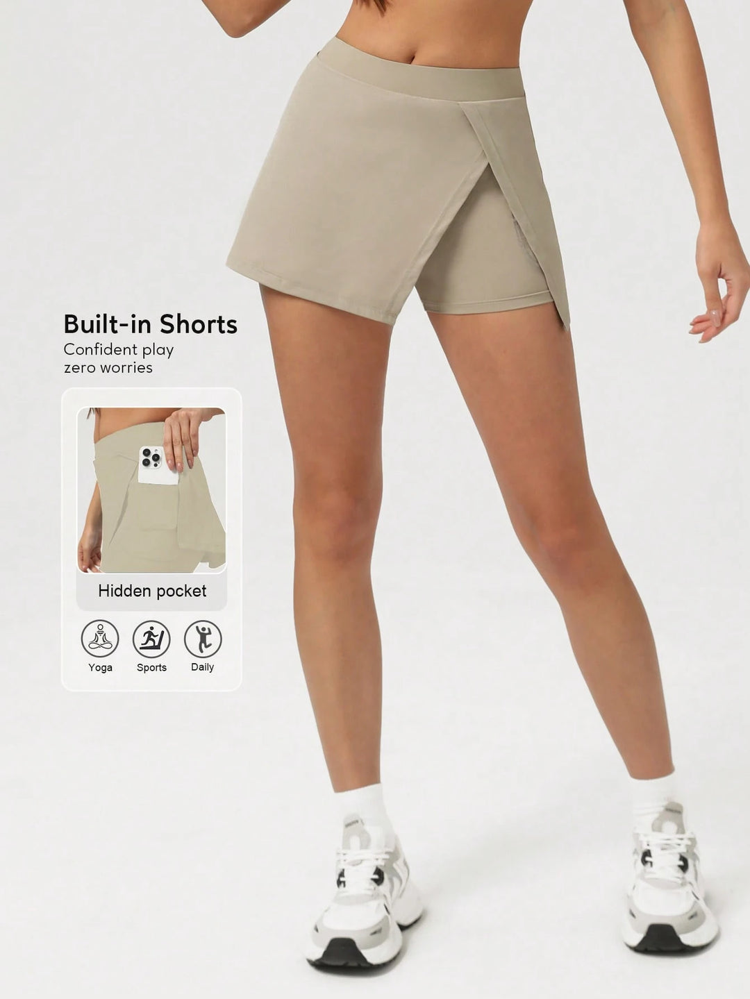 Fustă-pantalon SHEIN, bej