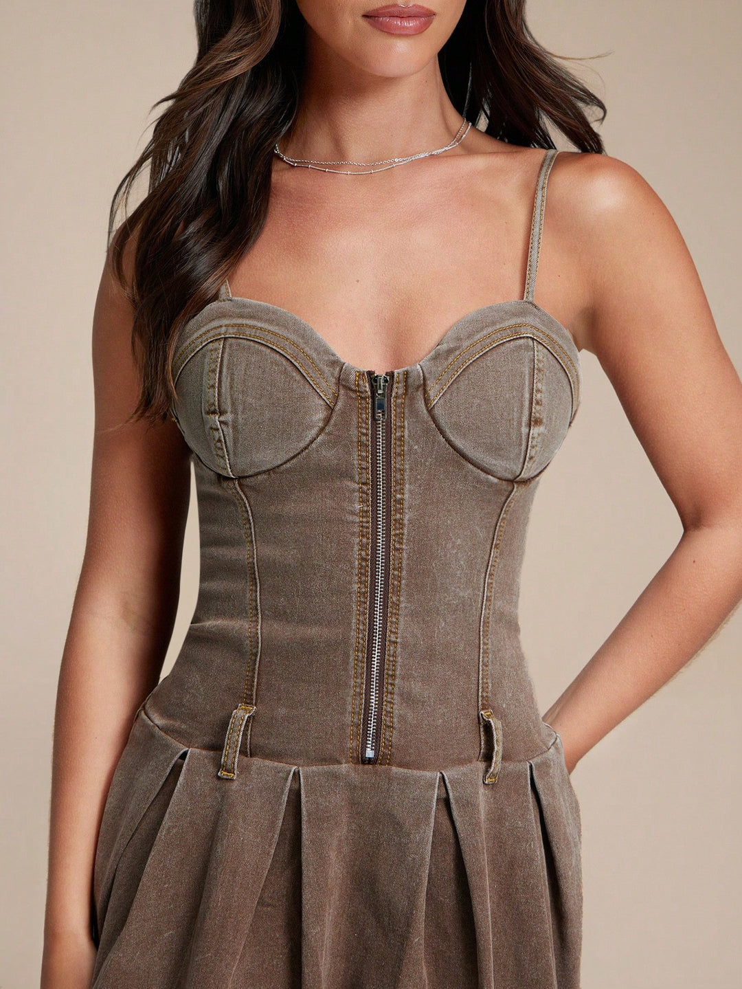 Rochie mini SHEIN, kaki